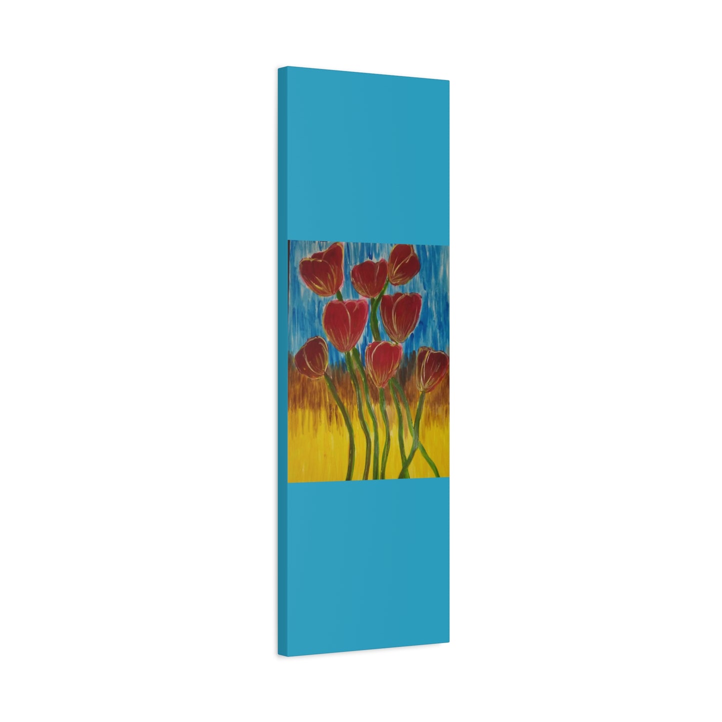 Canvas Print - Red Tulips with Colorful Background