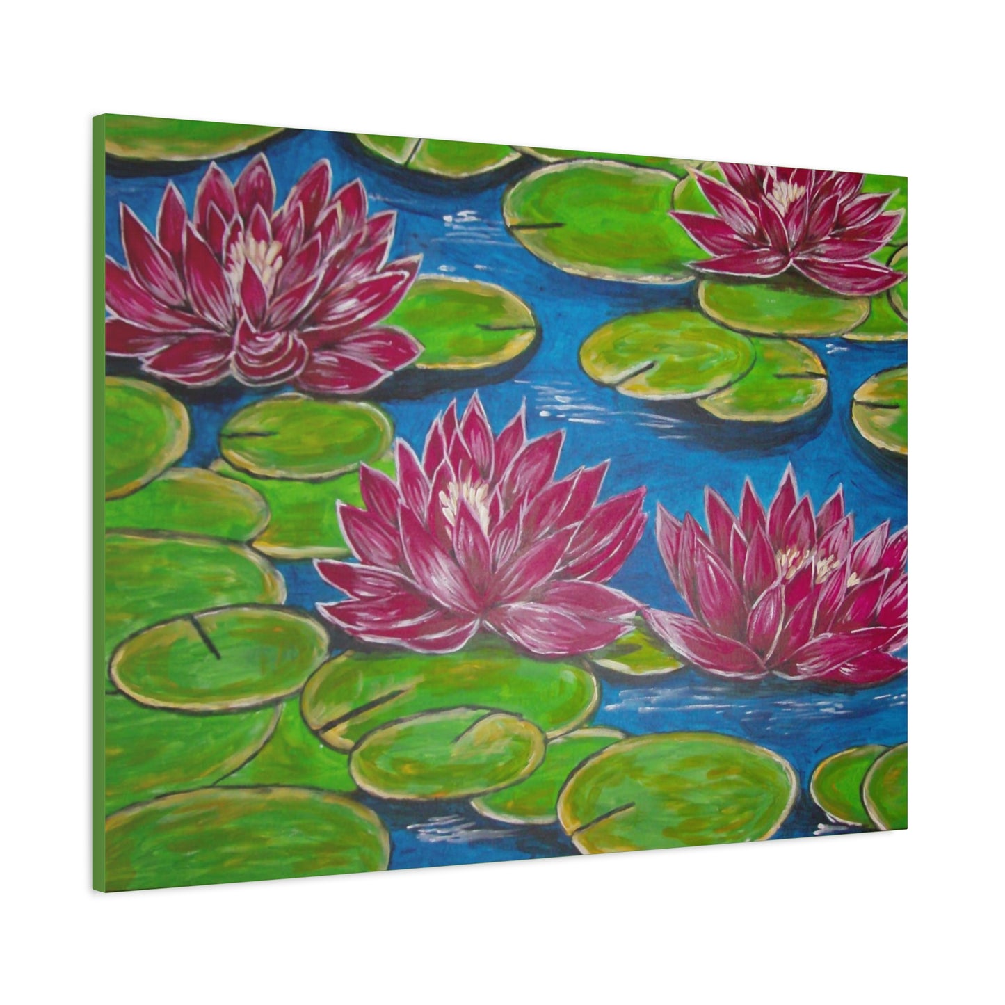 Canvas Print - Water Lilies Flowers and Lily Pad Leaves