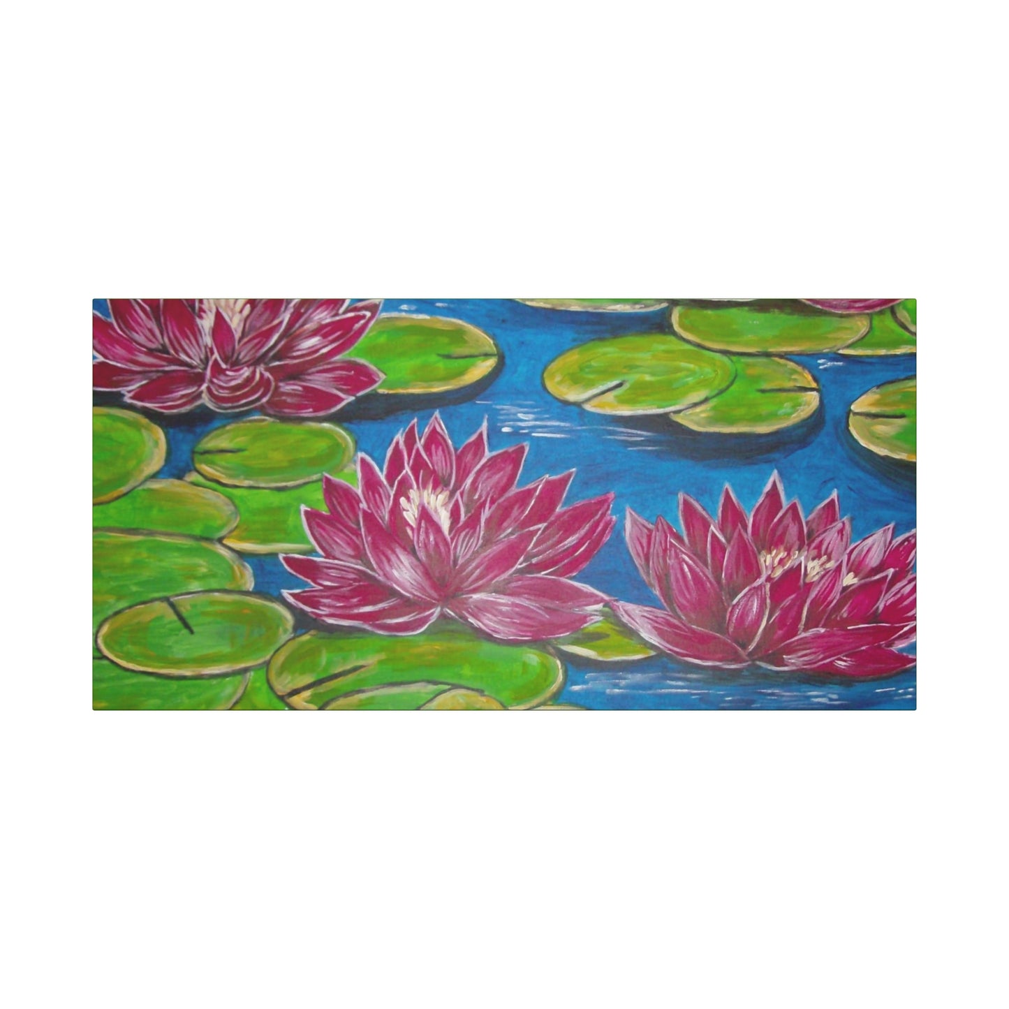 Canvas Print - Water Lilies Flowers and Lily Pad Leaves