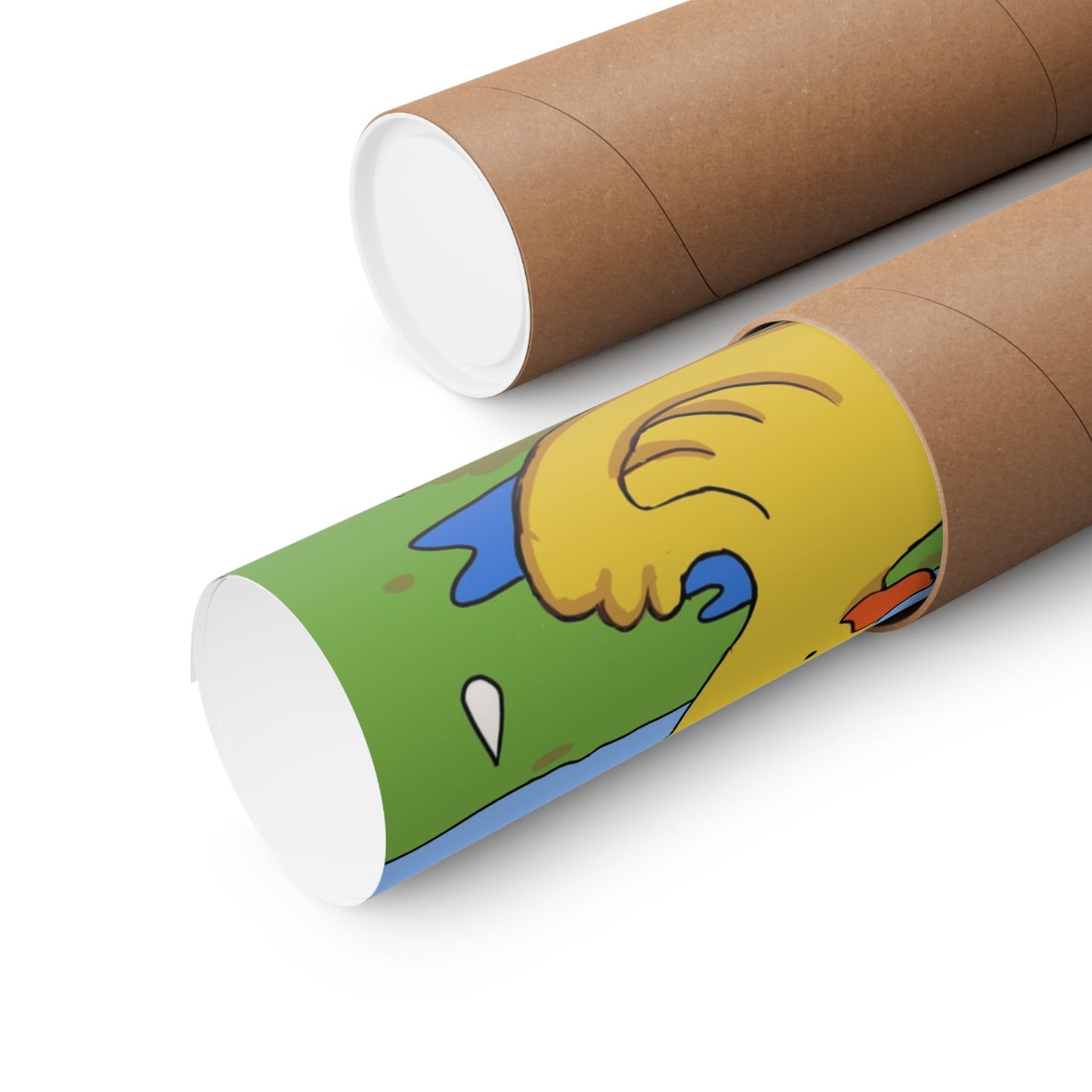 Capybara in the Rain with Rubber Duckie Print Poster