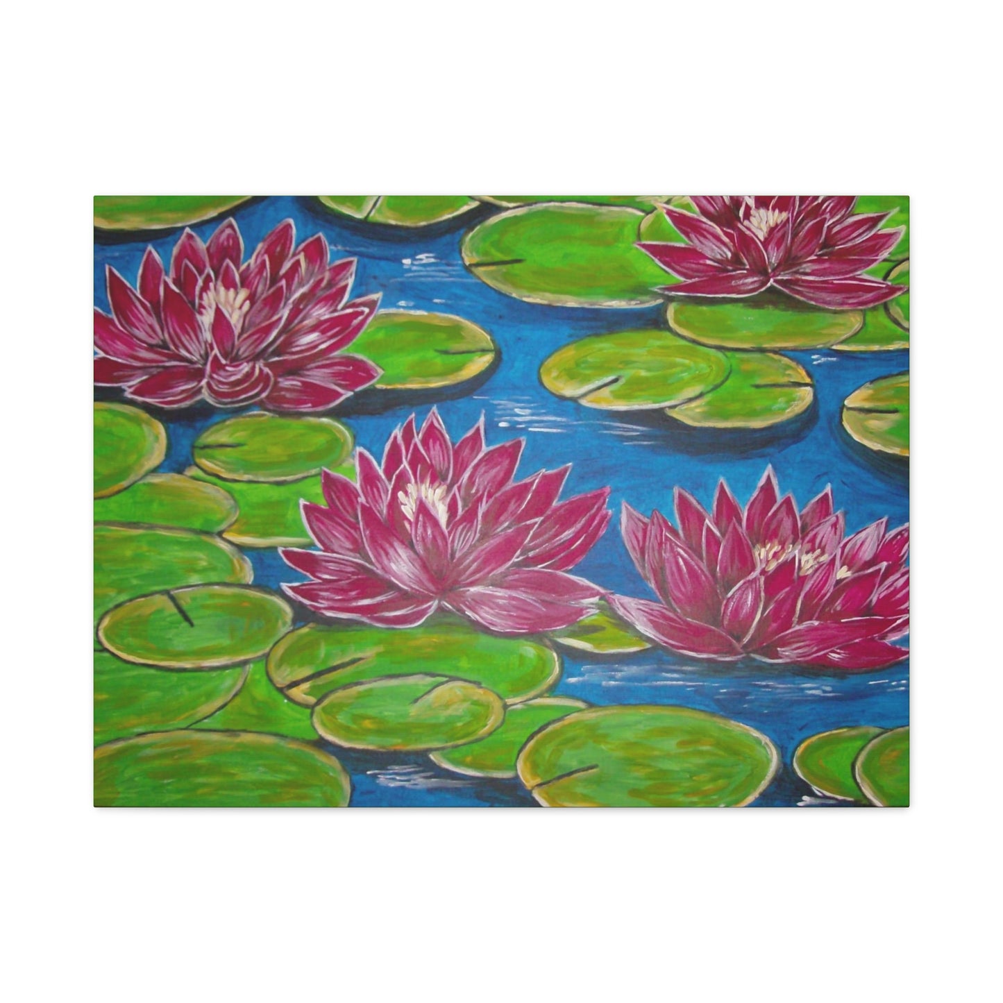 Canvas Print - Water Lilies Flowers and Lily Pad Leaves