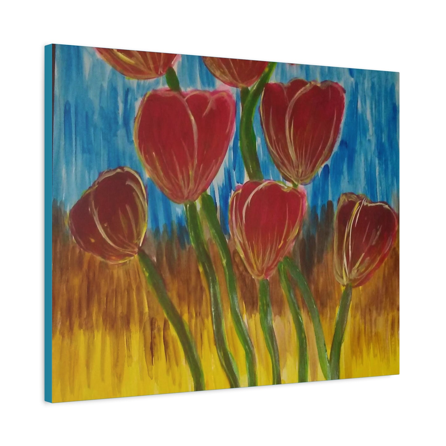 Canvas Print - Red Tulips with Colorful Background