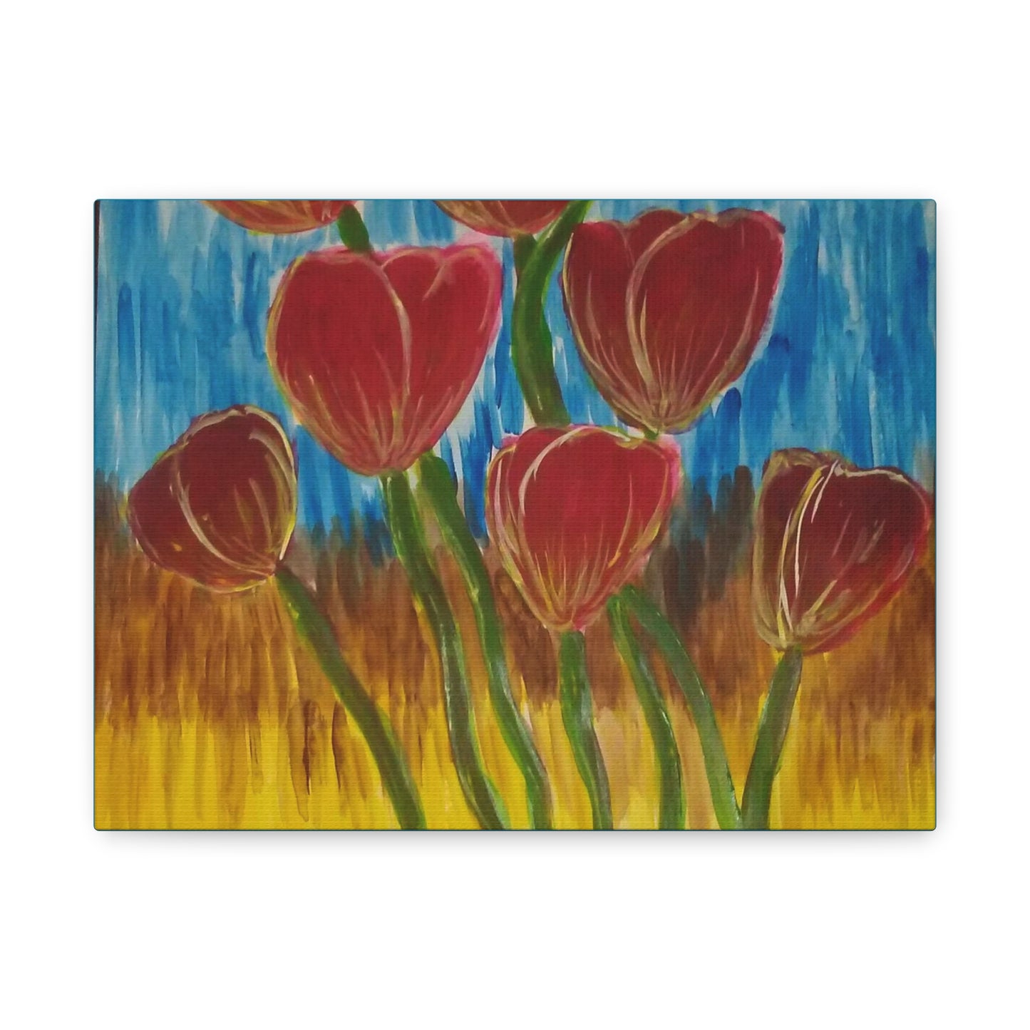 Canvas Print - Red Tulips with Colorful Background