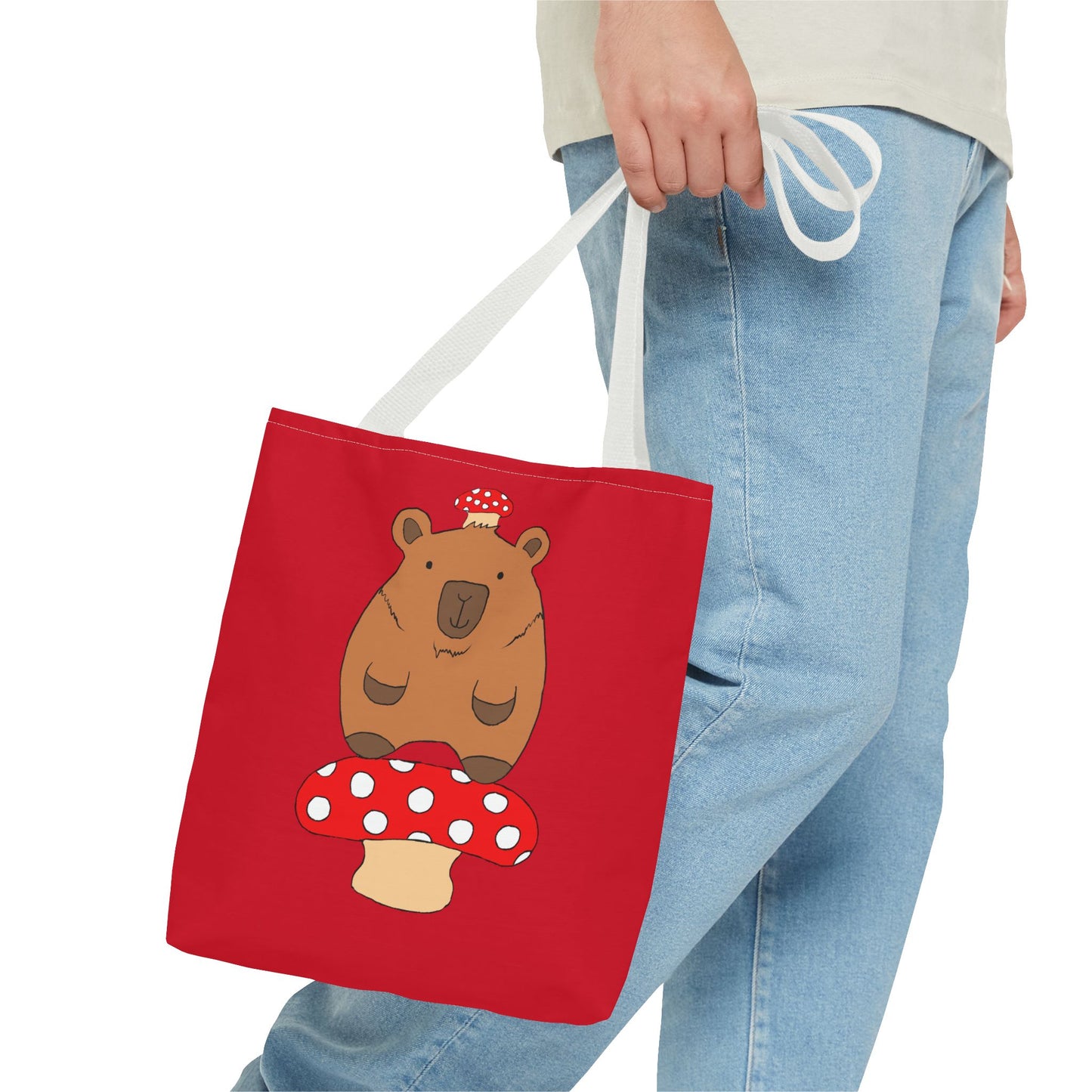 Capybara Tote Bag with Mushroom Design