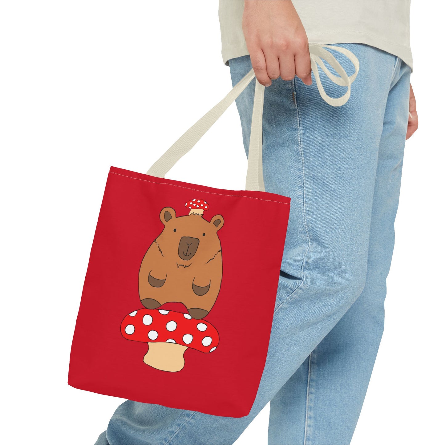 Capybara Tote Bag with Mushroom Design