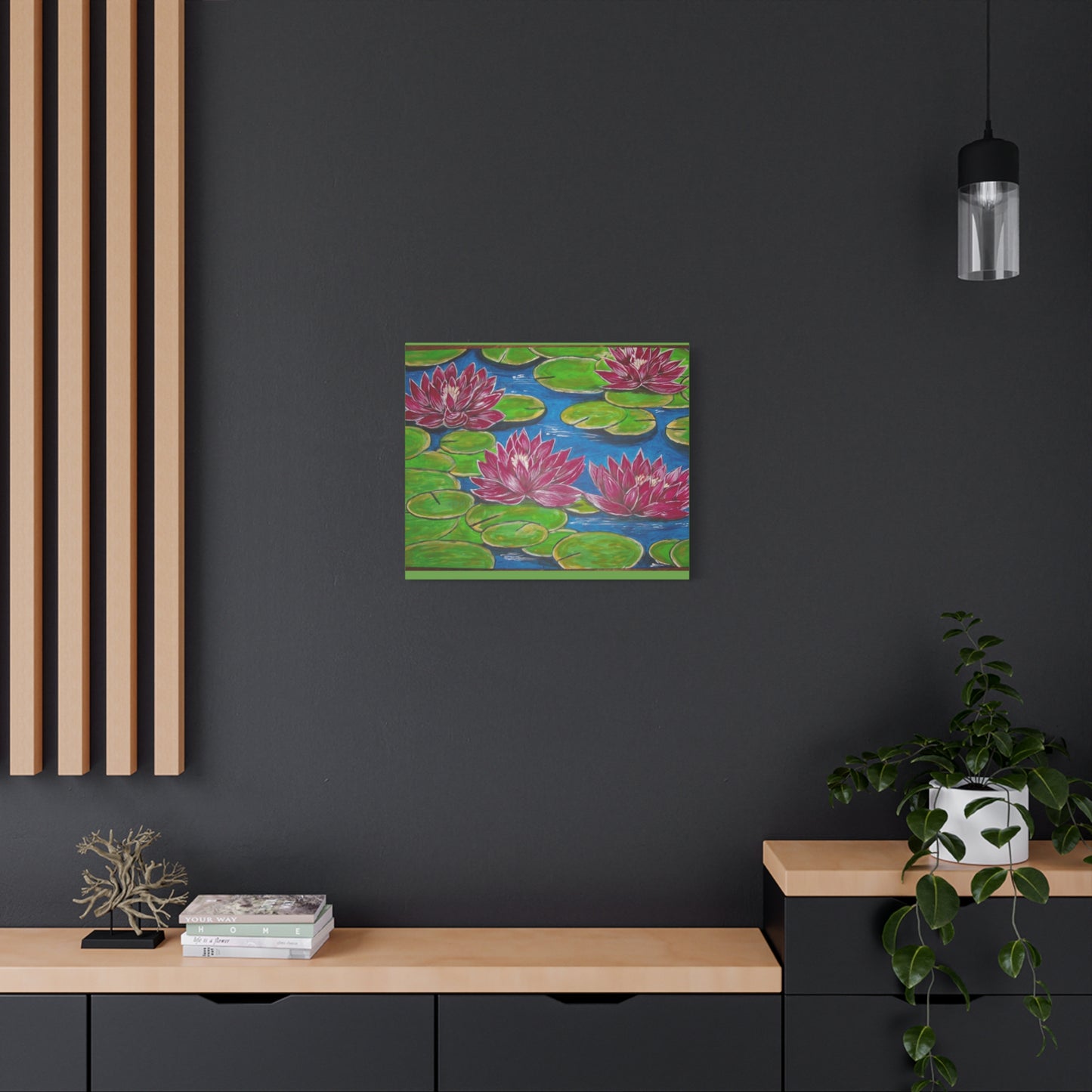 Canvas Print - Water Lilies Flowers and Lily Pad Leaves