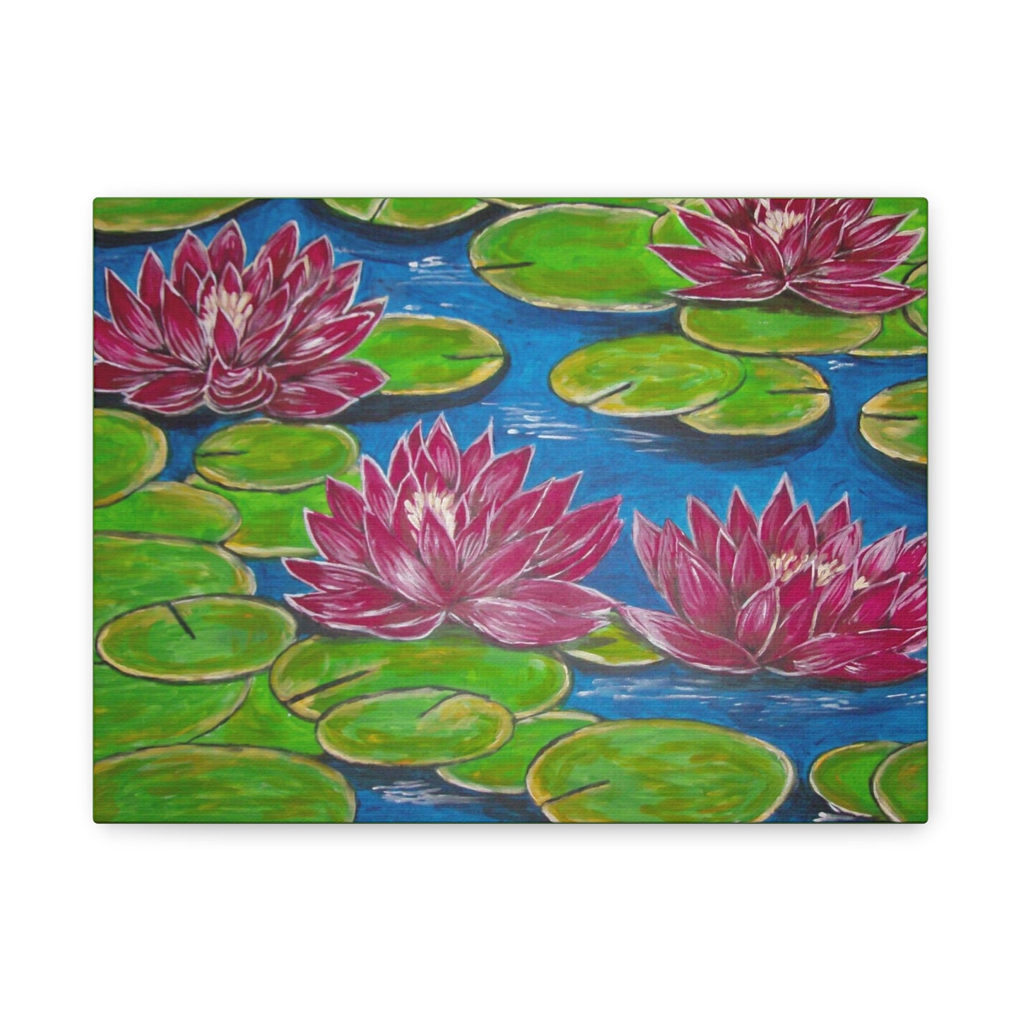 Canvas Print - Water Lilies Flowers and Lily Pad Leaves