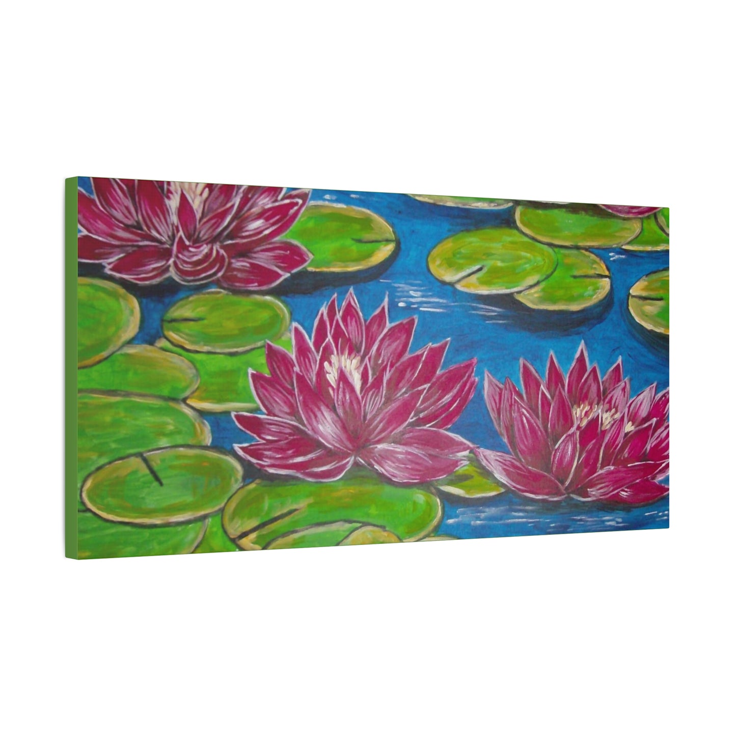 Canvas Print - Water Lilies Flowers and Lily Pad Leaves