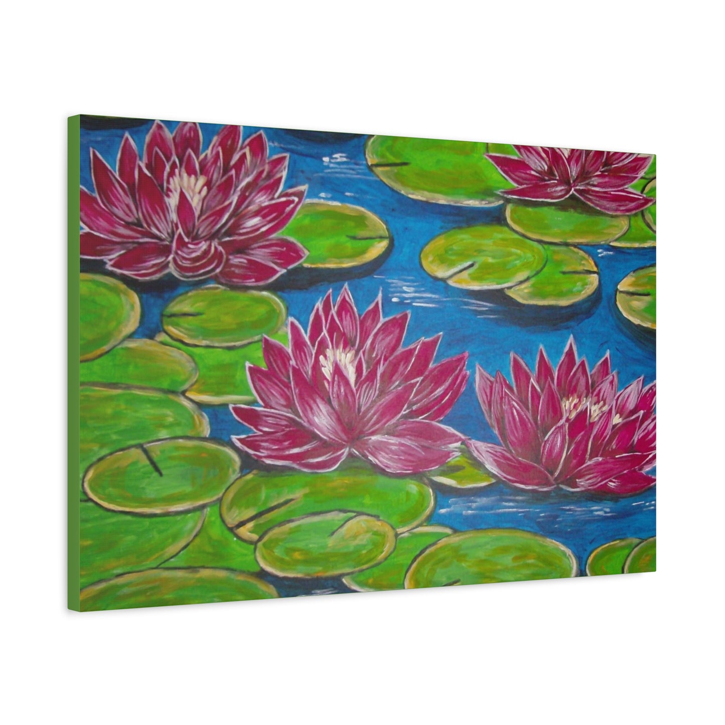 Canvas Print - Water Lilies Flowers and Lily Pad Leaves