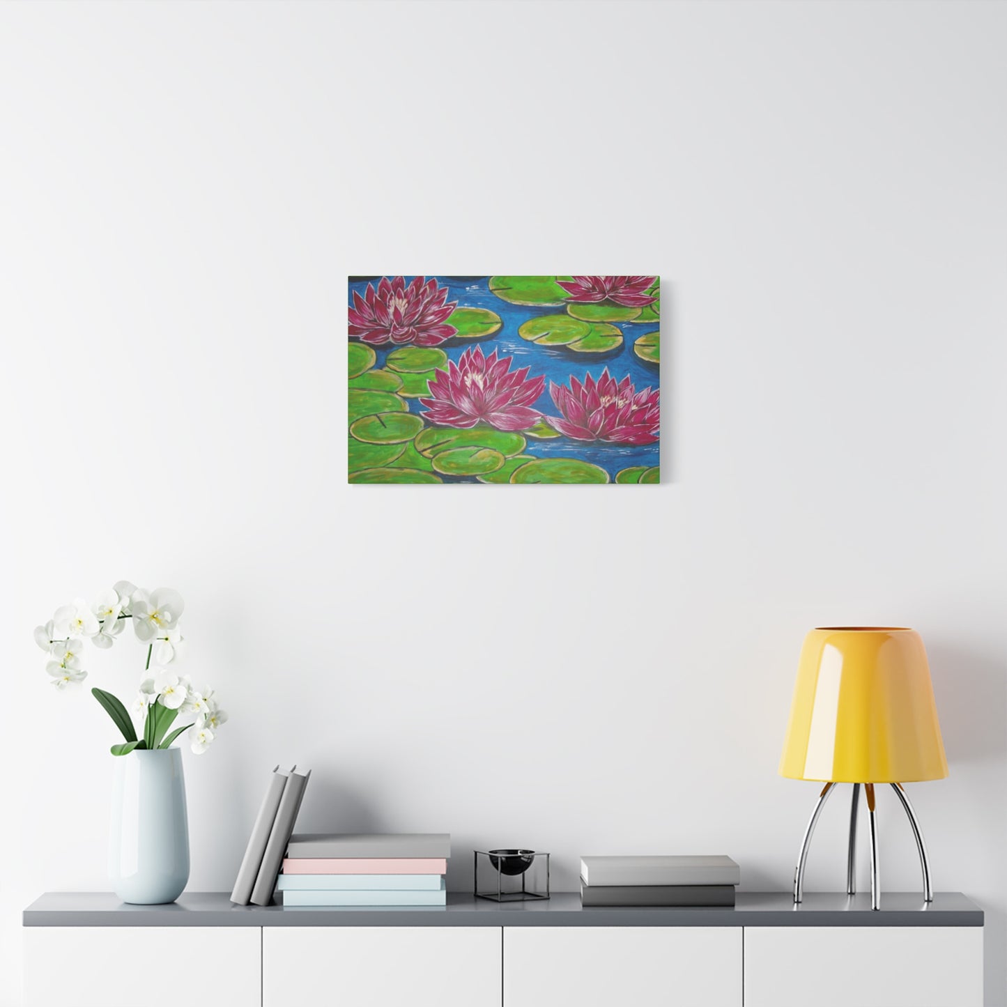 Canvas Print - Water Lilies Flowers and Lily Pad Leaves