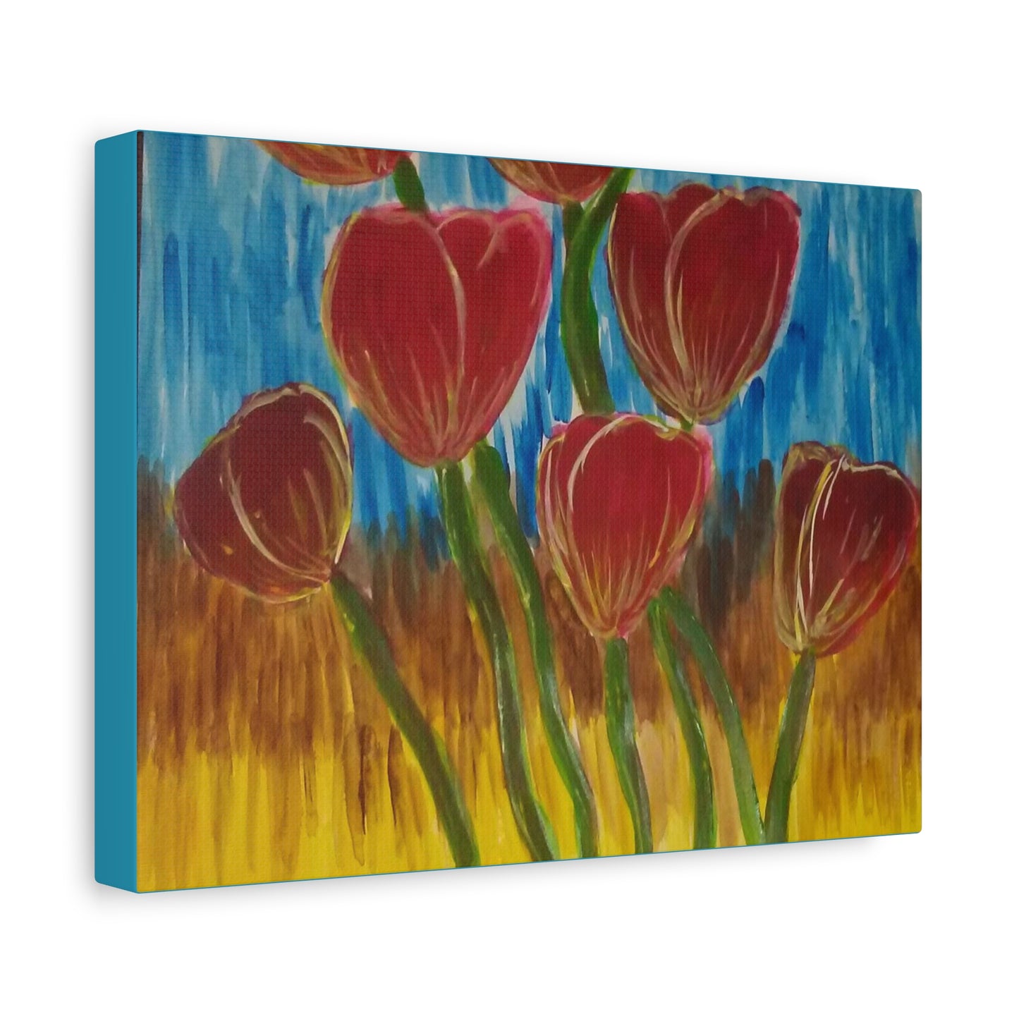 Canvas Print - Red Tulips with Colorful Background