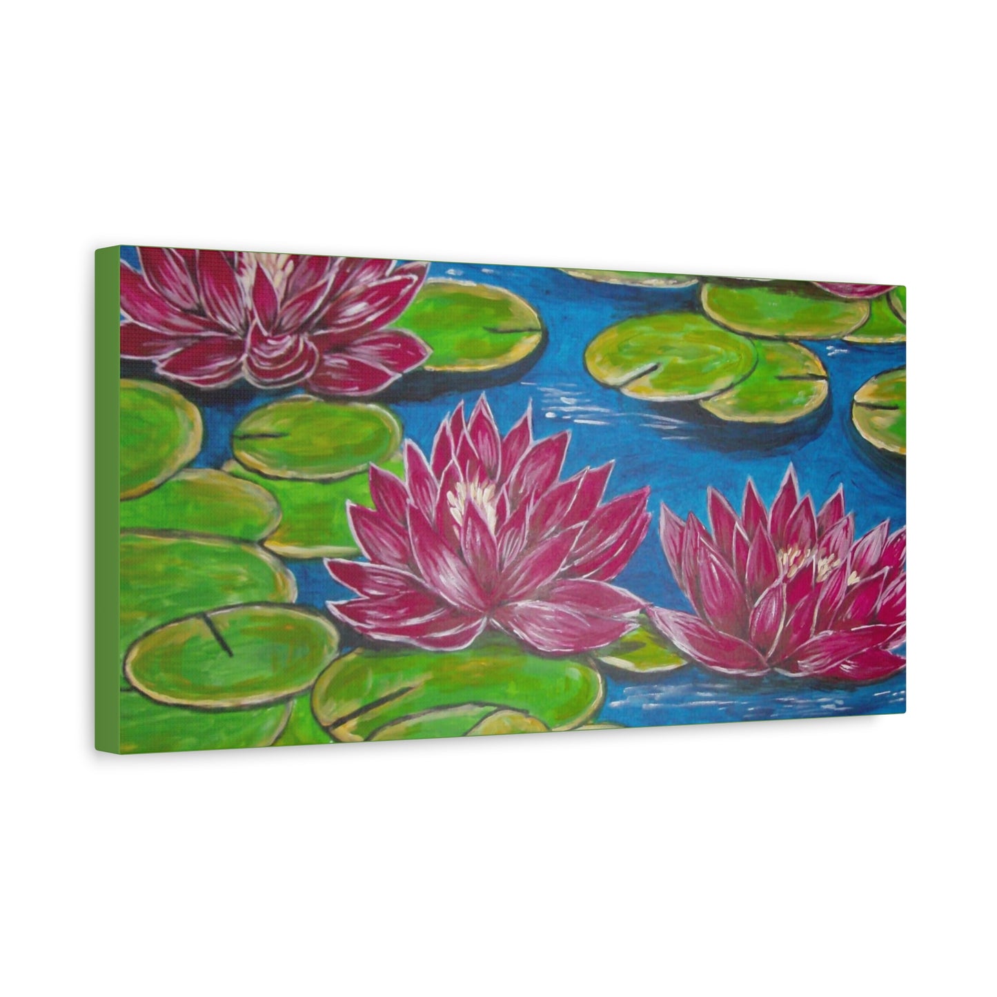 Canvas Print - Water Lilies Flowers and Lily Pad Leaves