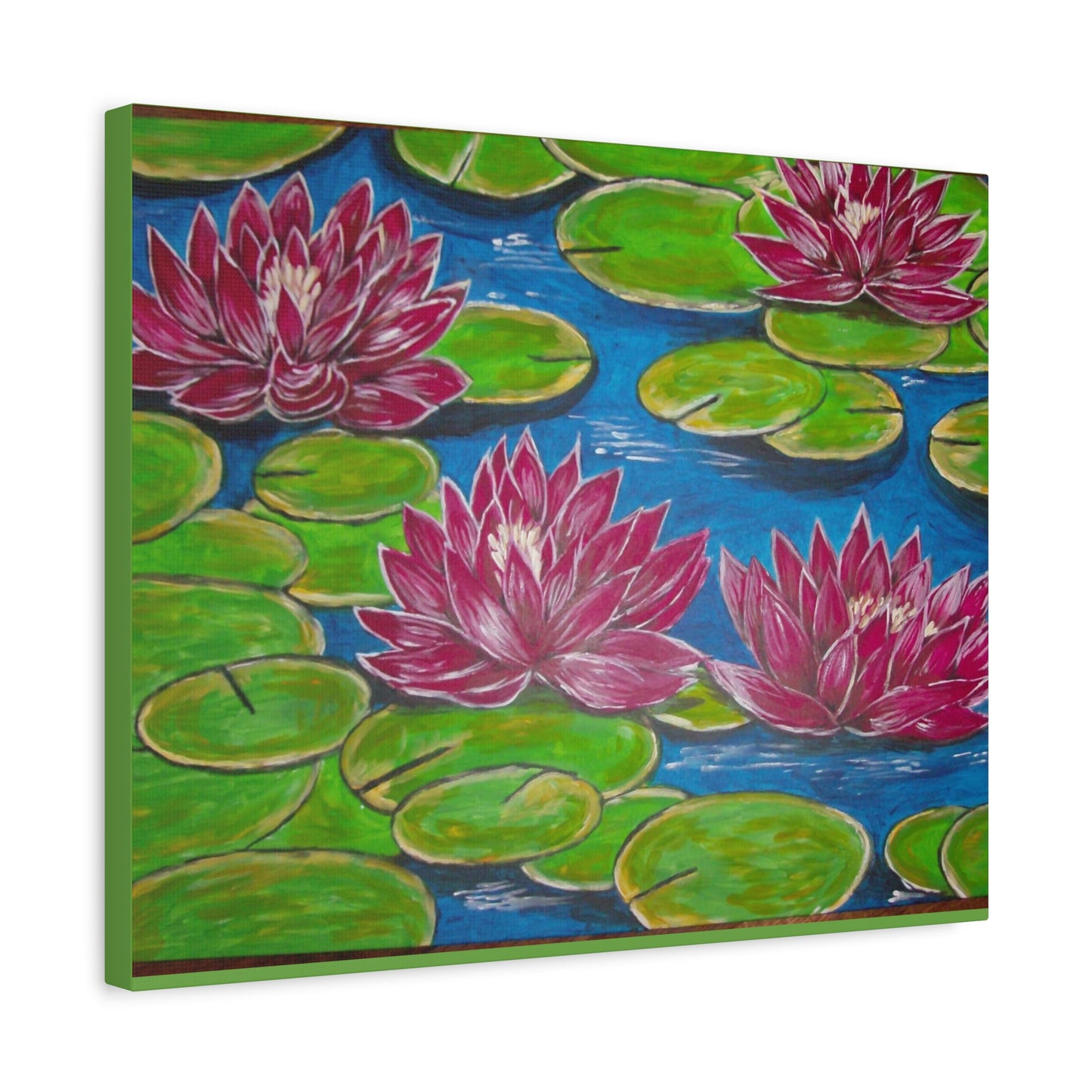 Canvas Print - Water Lilies Flowers and Lily Pad Leaves