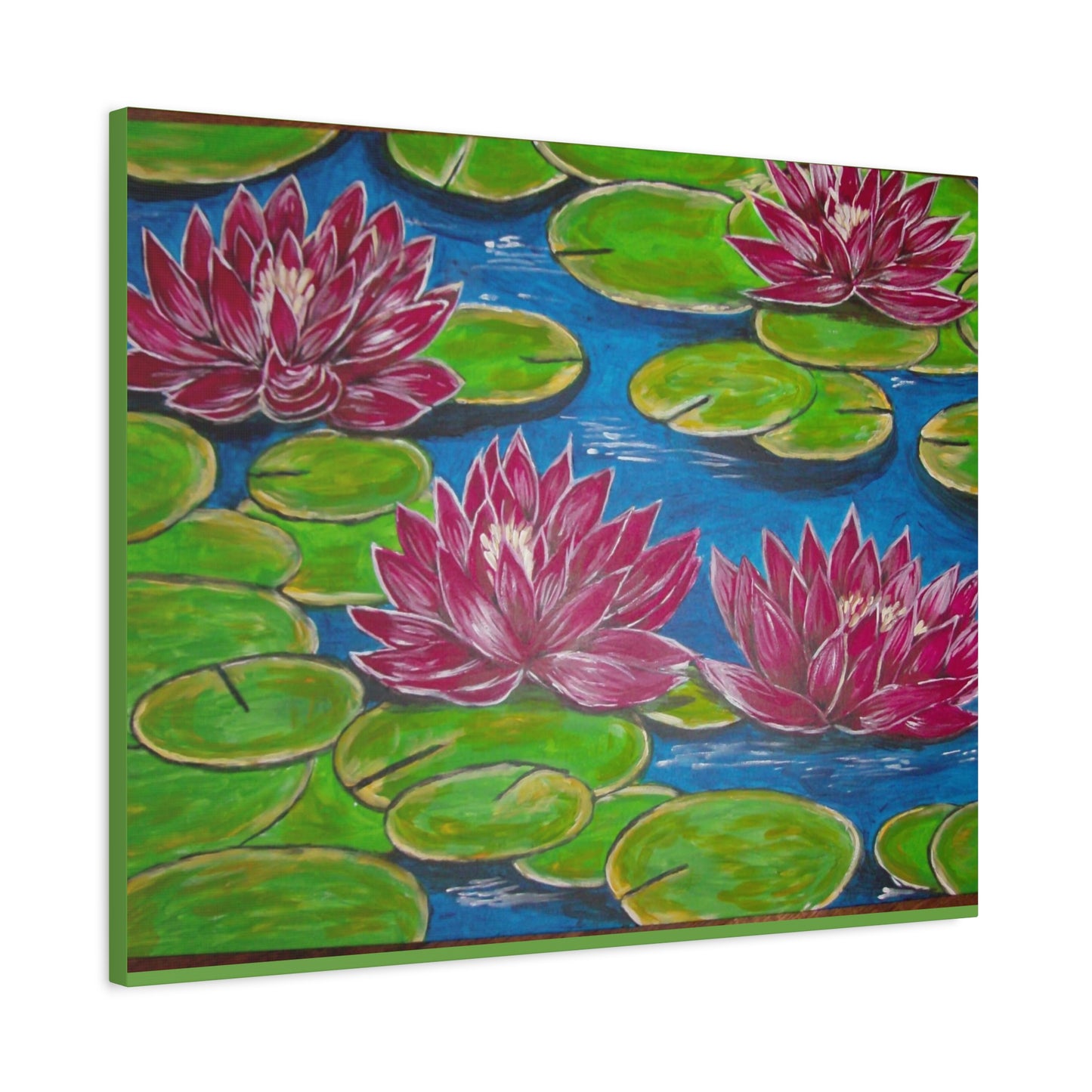 Canvas Print - Water Lilies Flowers and Lily Pad Leaves