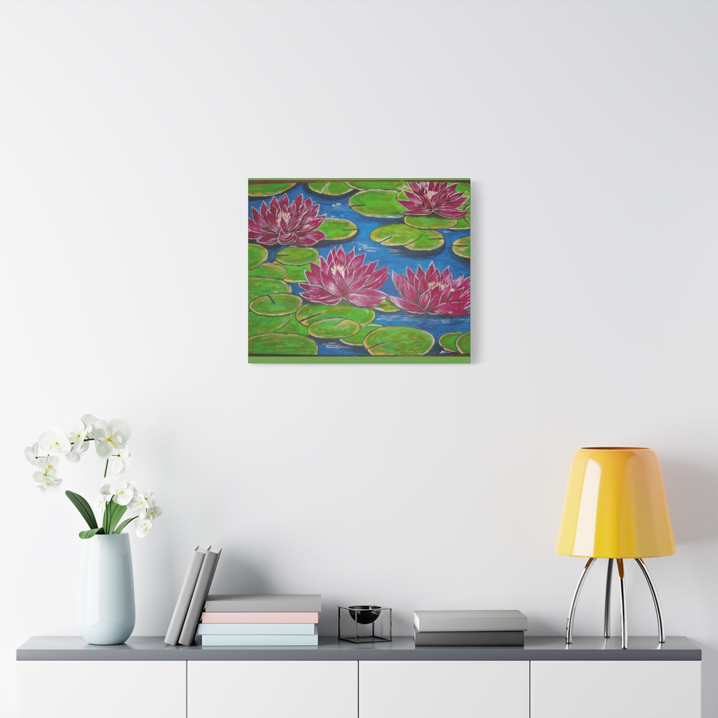 Canvas Print - Water Lilies Flowers and Lily Pad Leaves