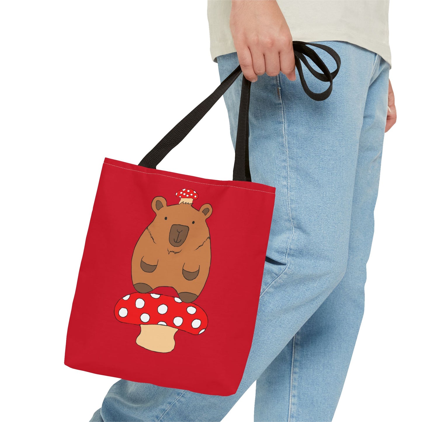 Capybara Tote Bag with Mushroom Design