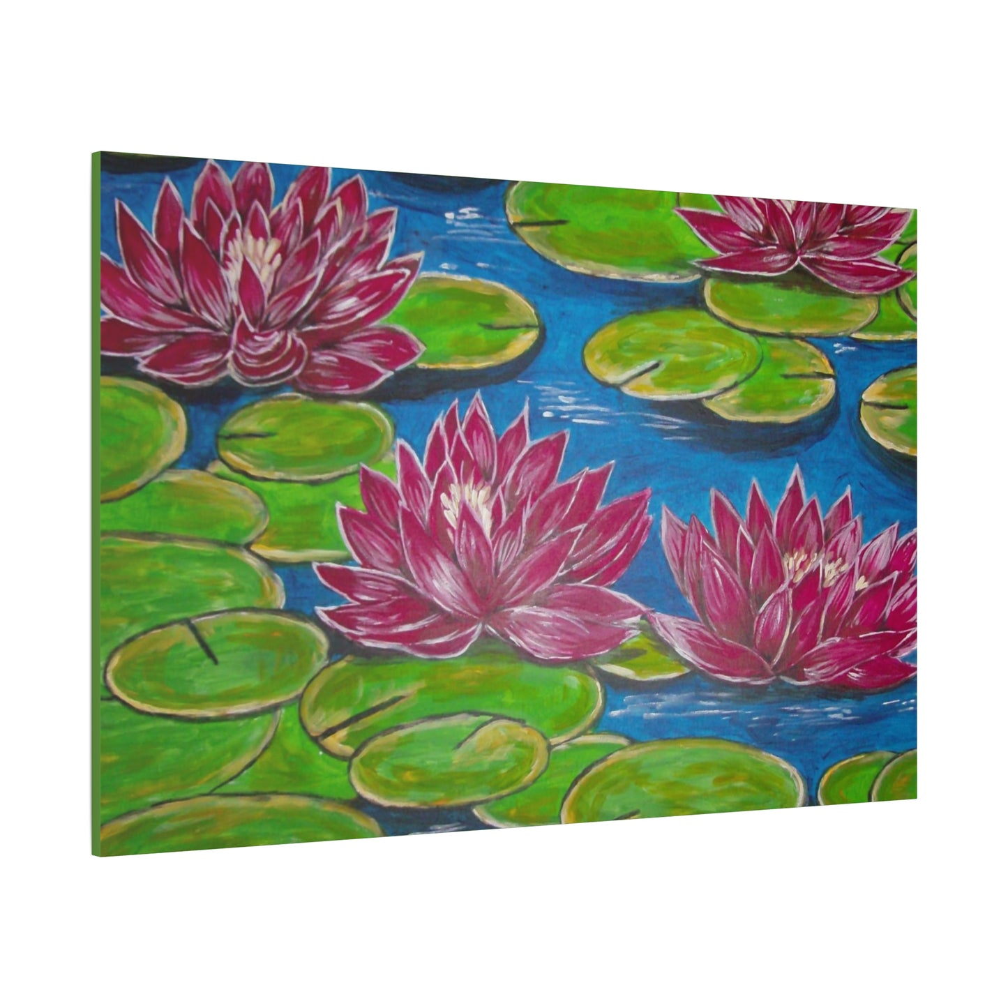 Canvas Print - Water Lilies Flowers and Lily Pad Leaves