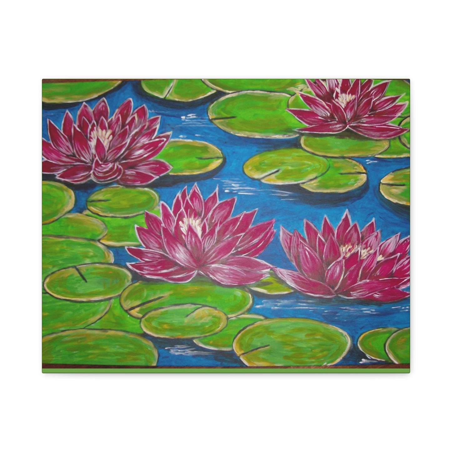 Canvas Print - Water Lilies Flowers and Lily Pad Leaves