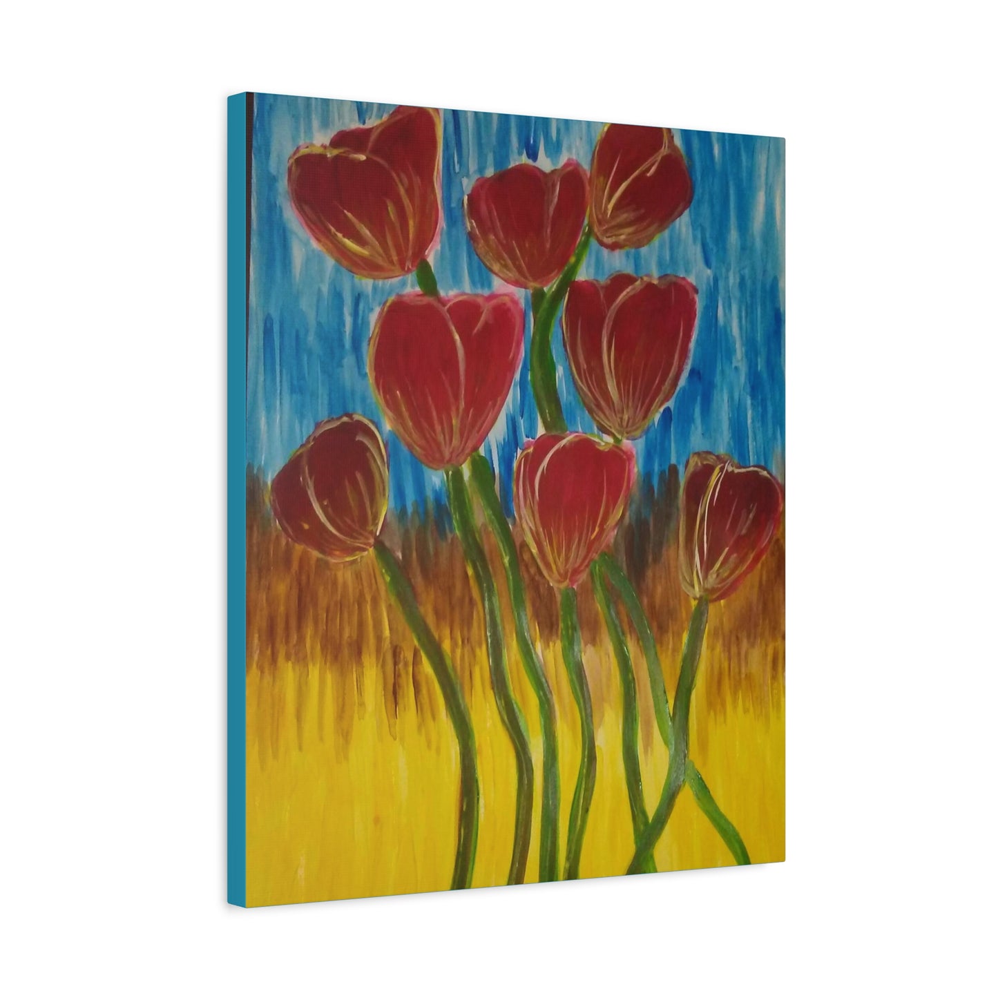 Canvas Print - Red Tulips with Colorful Background