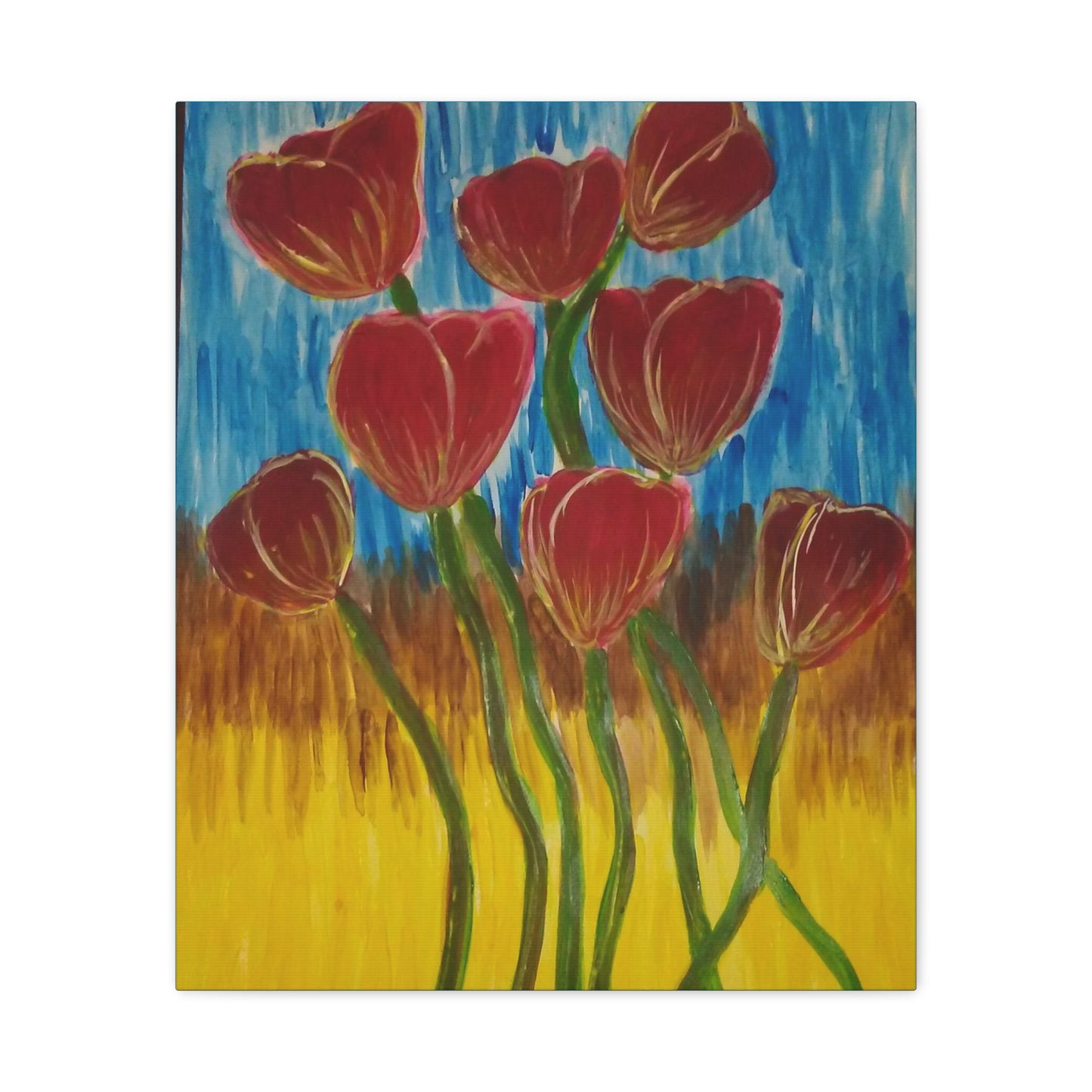 Canvas Print - Red Tulips with Colorful Background