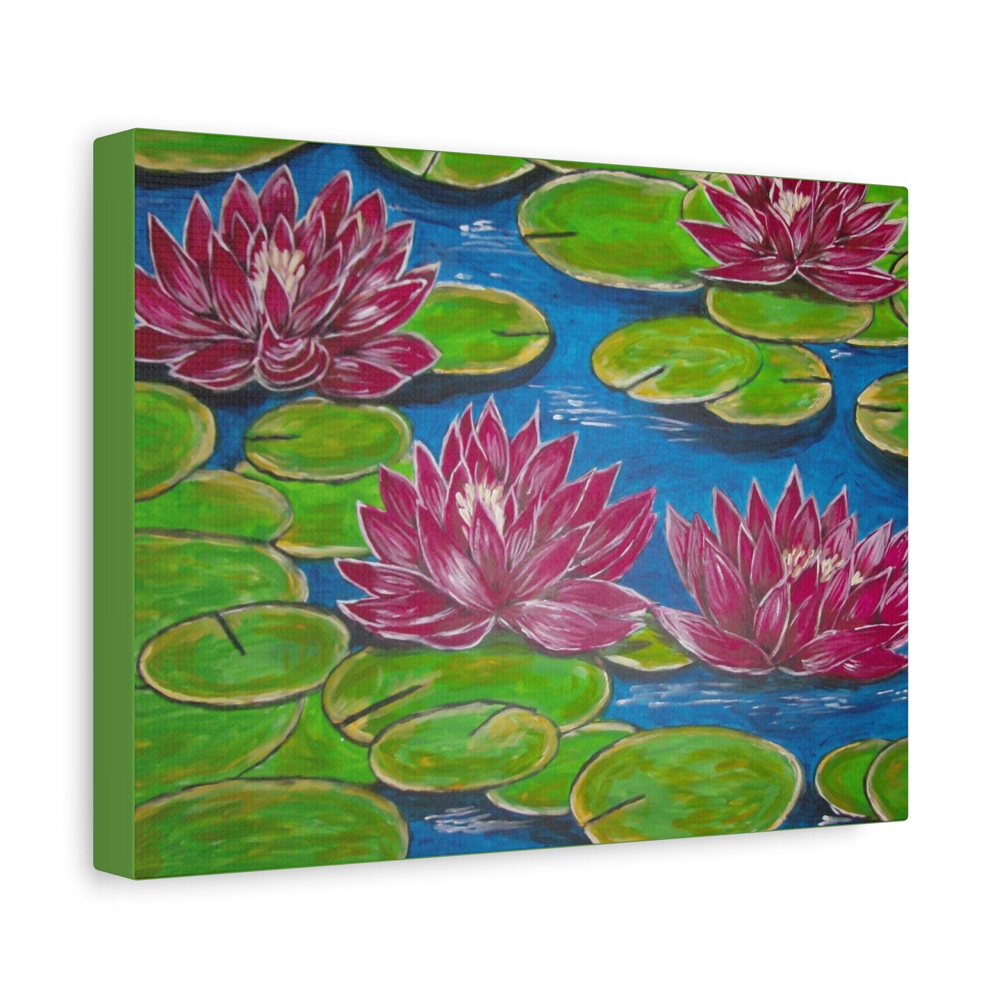 Canvas Print - Water Lilies Flowers and Lily Pad Leaves