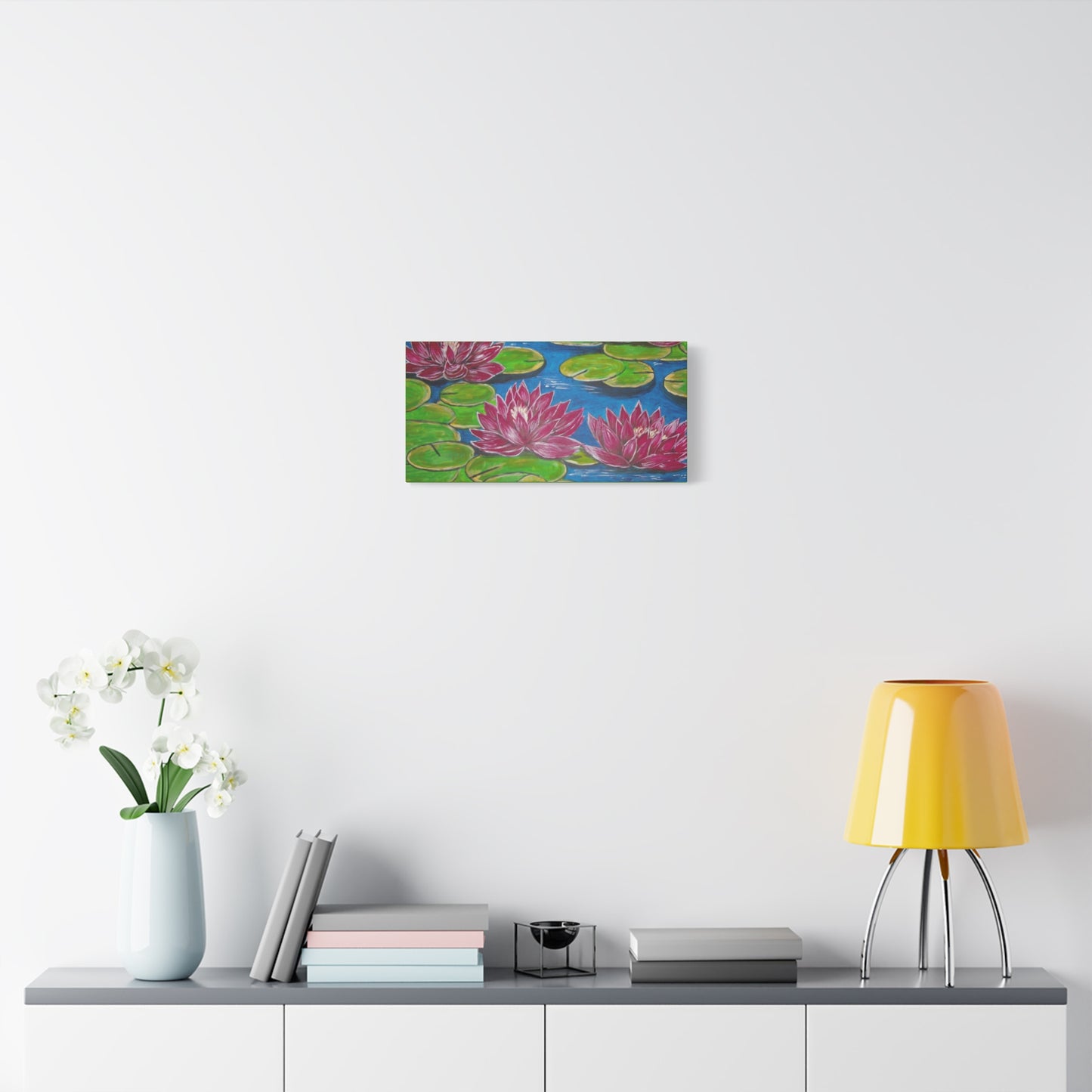 Canvas Print - Water Lilies Flowers and Lily Pad Leaves