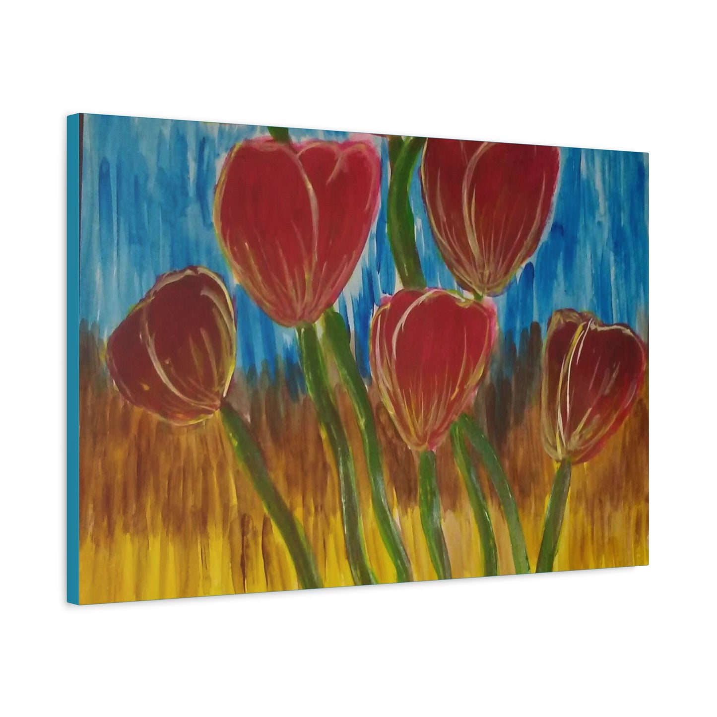 Canvas Print - Red Tulips with Colorful Background