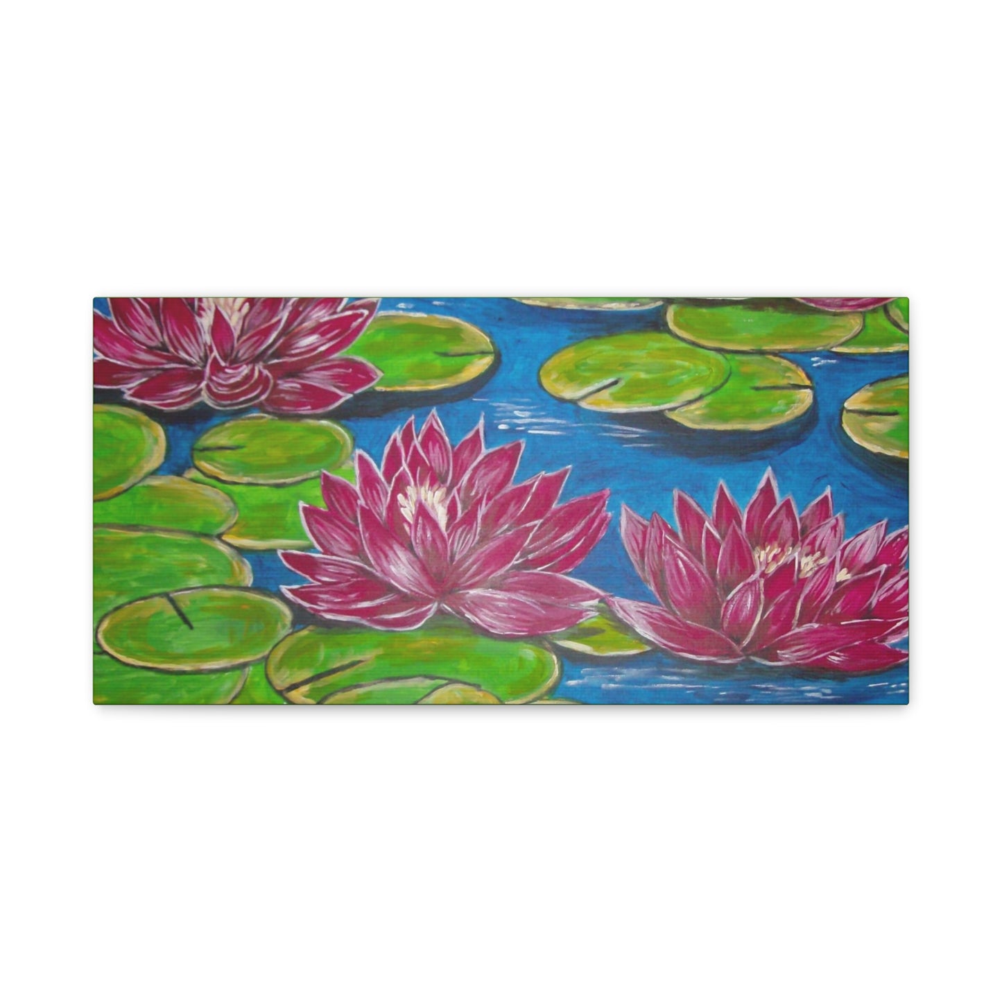 Canvas Print - Water Lilies Flowers and Lily Pad Leaves