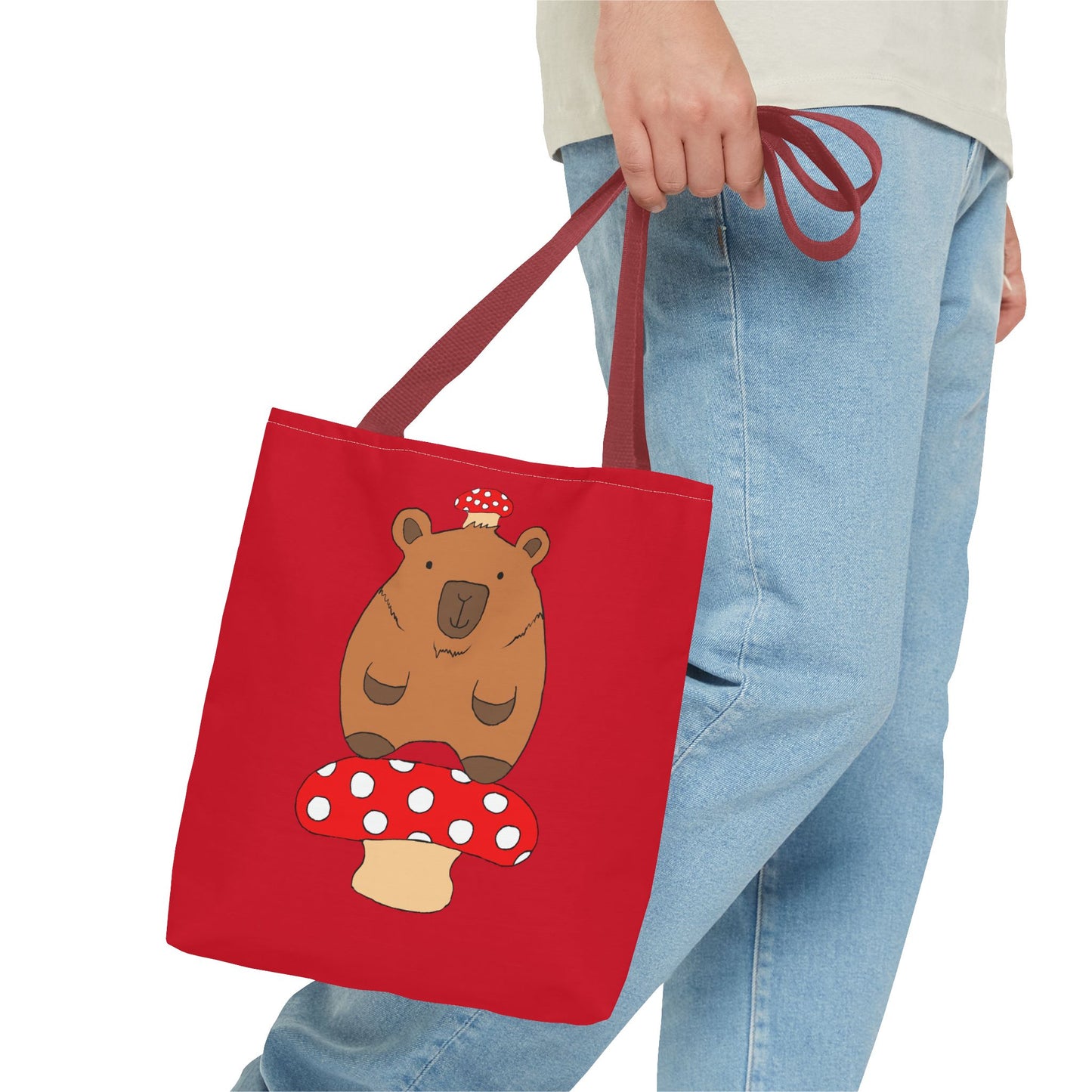 Capybara Tote Bag with Mushroom Design