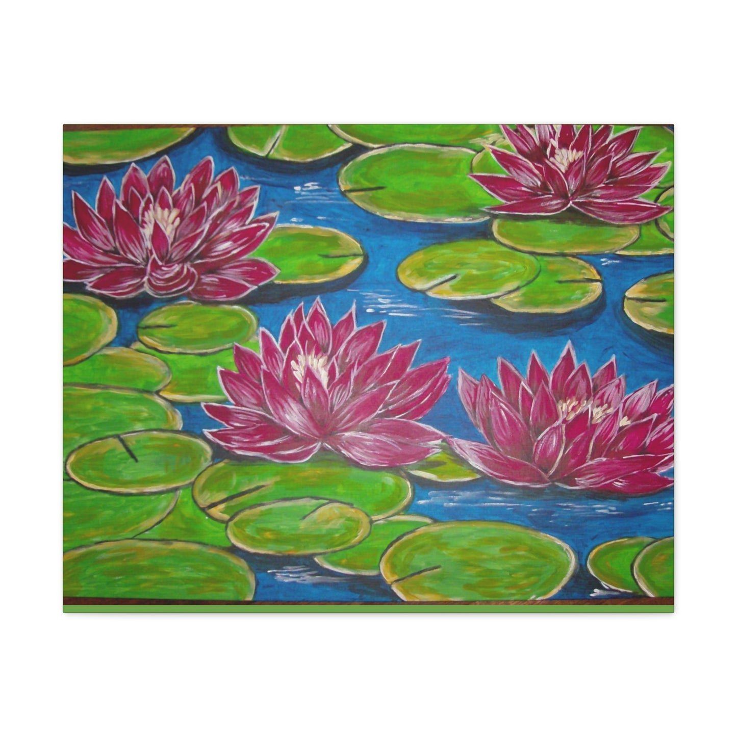 Canvas Print - Water Lilies Flowers and Lily Pad Leaves