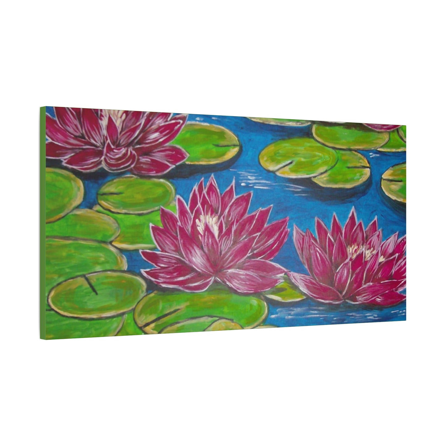 Canvas Print - Water Lilies Flowers and Lily Pad Leaves