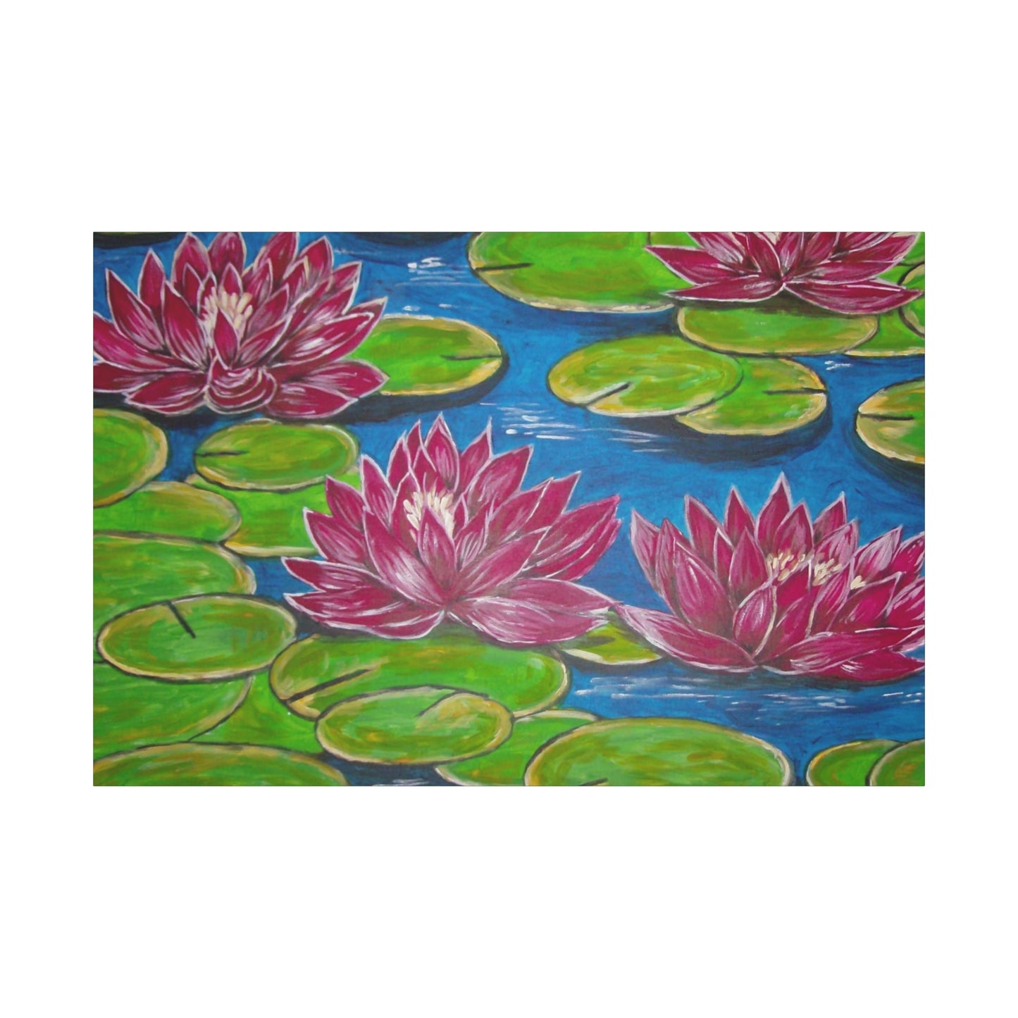 Canvas Print - Water Lilies Flowers and Lily Pad Leaves