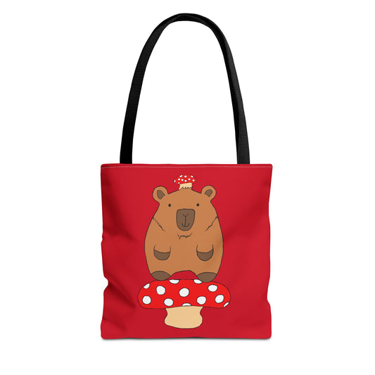 Capybara Tote Bag with Mushroom Design