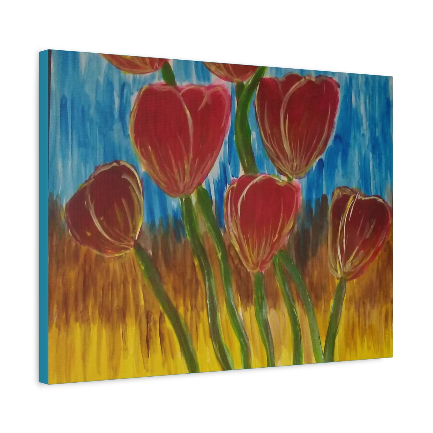 Canvas Print - Red Tulips with Colorful Background