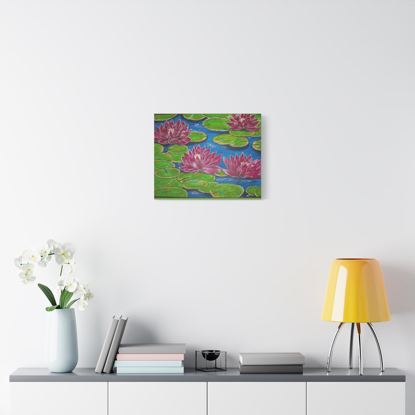 Canvas Print - Water Lilies Flowers and Lily Pad Leaves