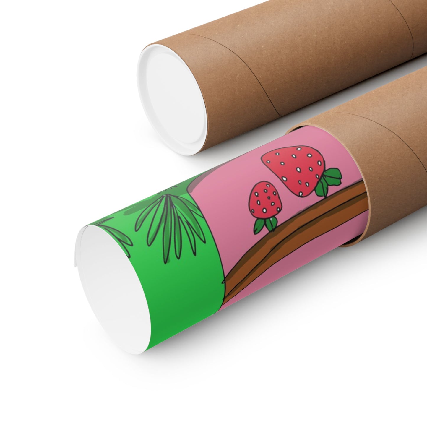 Capybara and Strawberries Colorful Print Poster