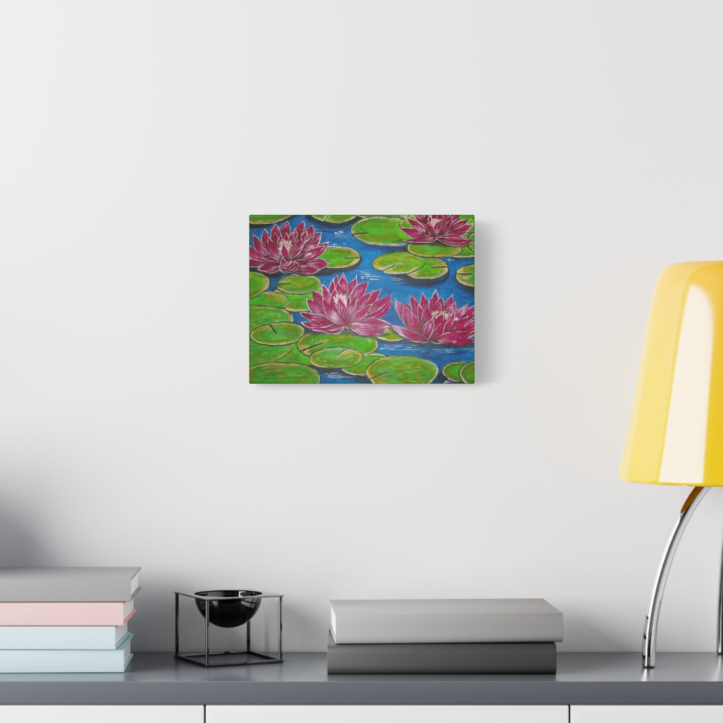 Canvas Print - Water Lilies Flowers and Lily Pad Leaves