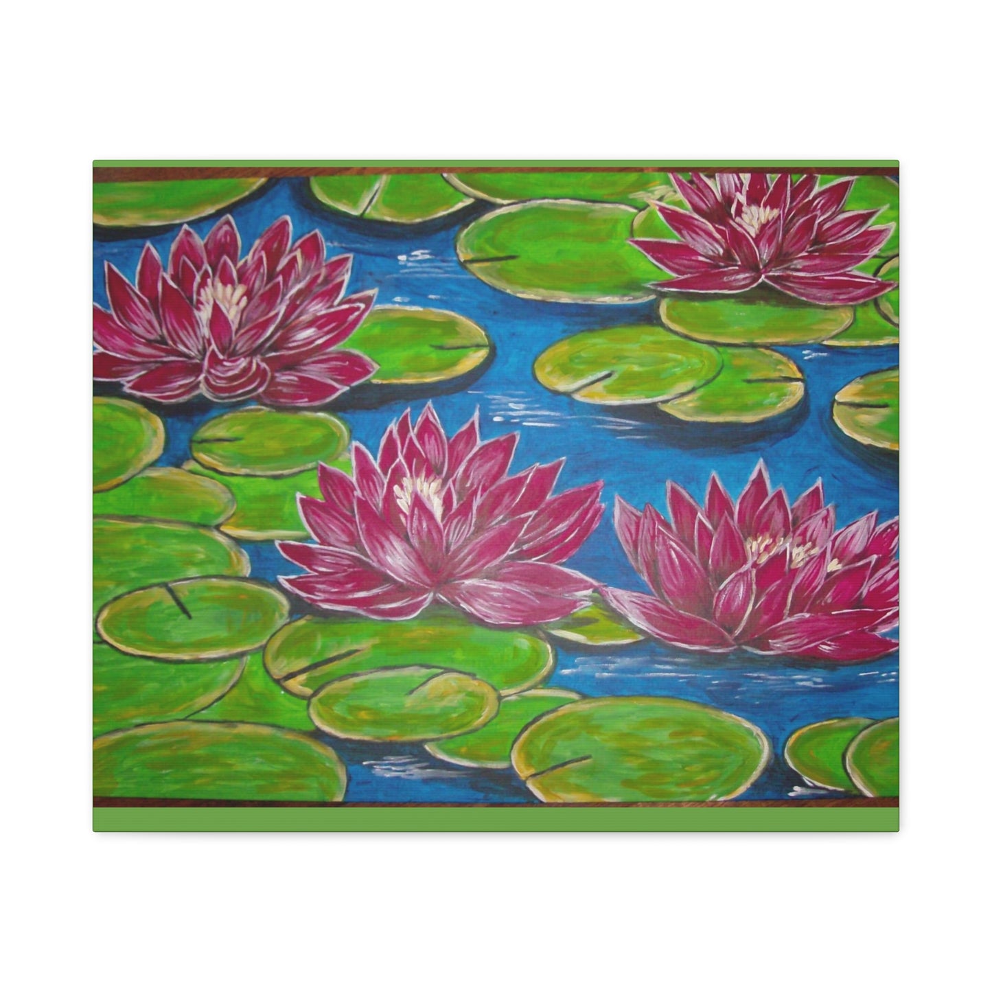 Canvas Print - Water Lilies Flowers and Lily Pad Leaves